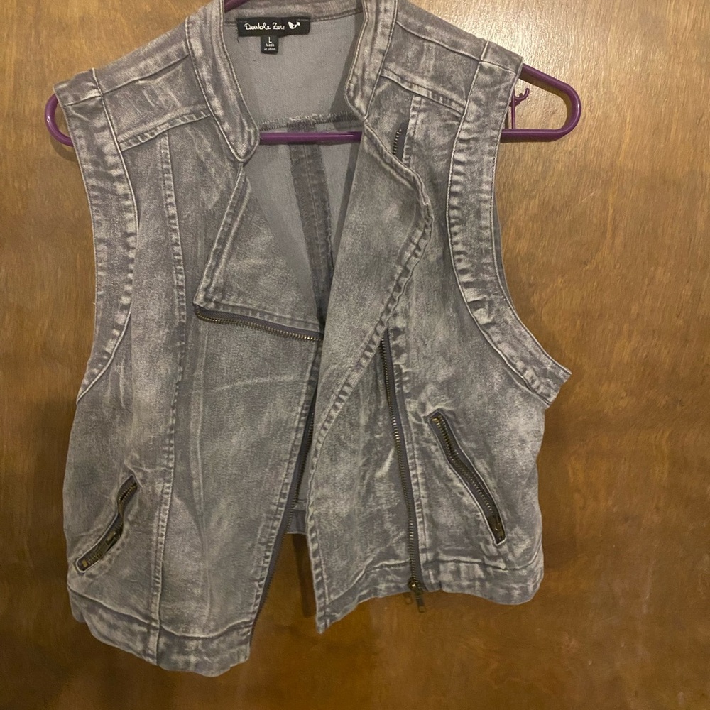 Gray jean vest